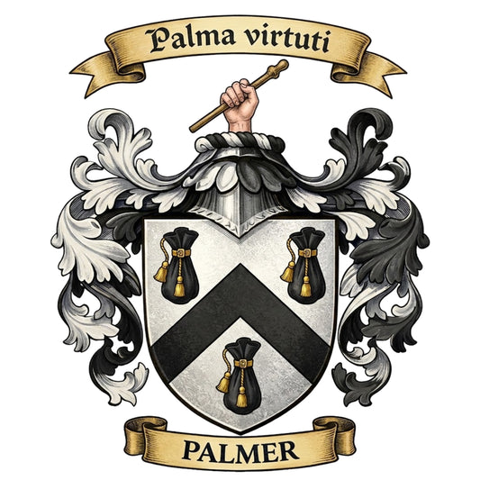 The Palmer Family Coat of Arms digital download: Includes Color PNG, B&W PNG, and SVG vector files