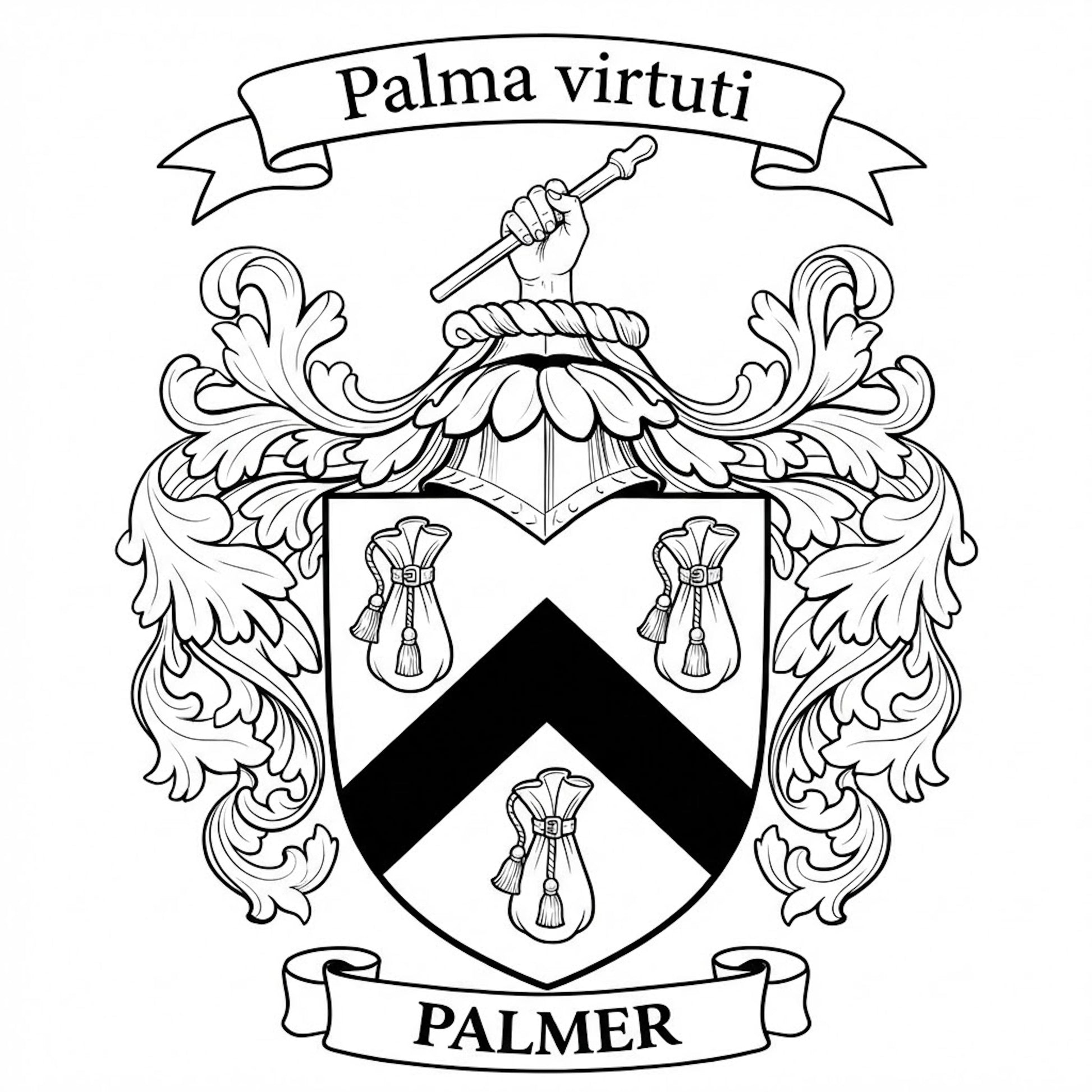 The Palmer Family Coat of Arms digital download: Includes Color PNG, B&W PNG, and SVG vector files