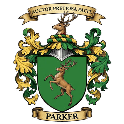 The Parker Family Coat of Arms digital download: Includes Color PNG, B&W PNG, and SVG vector files