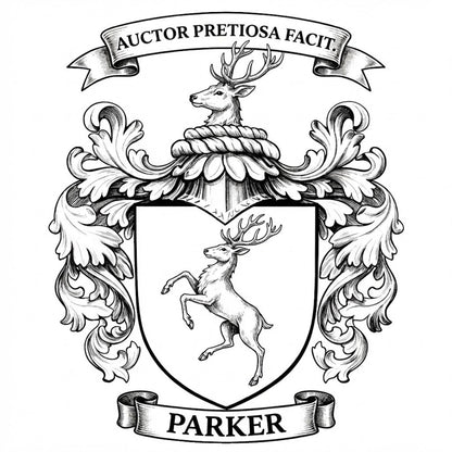 The Parker Family Coat of Arms digital download: Includes Color PNG, B&W PNG, and SVG vector files