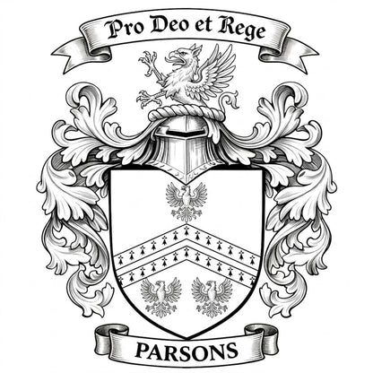 The Parsons Family Coat of Arms digital download: Includes Color PNG, B&W PNG, and SVG vector files