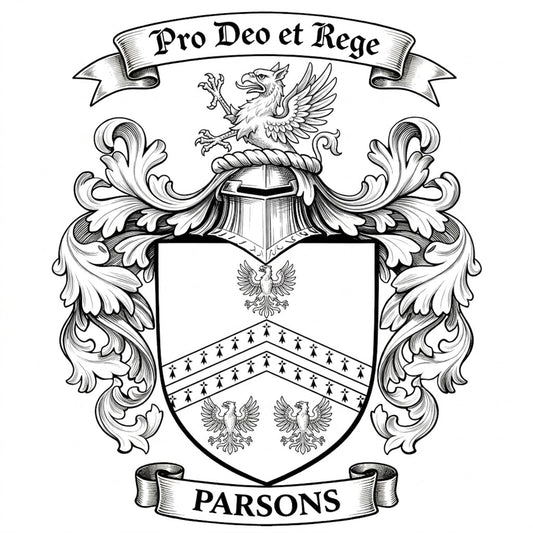The Parsons Family Coat of Arms digital download: Includes Color PNG, B&W PNG, and SVG vector files