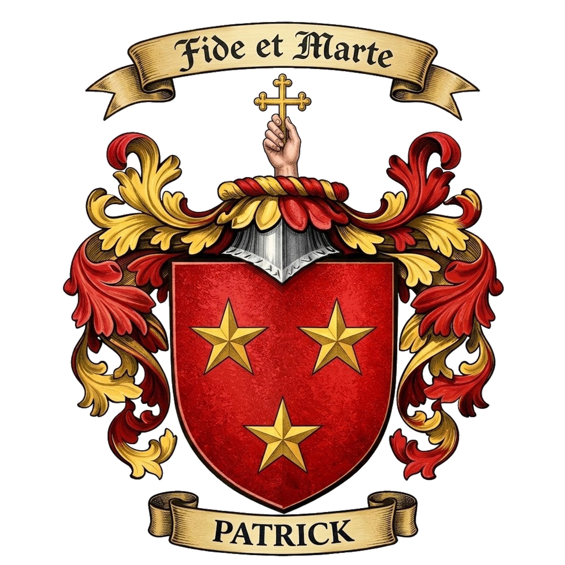 The Patrick Family Coat of Arms digital download: Includes Color PNG, B&W PNG, and SVG vector files