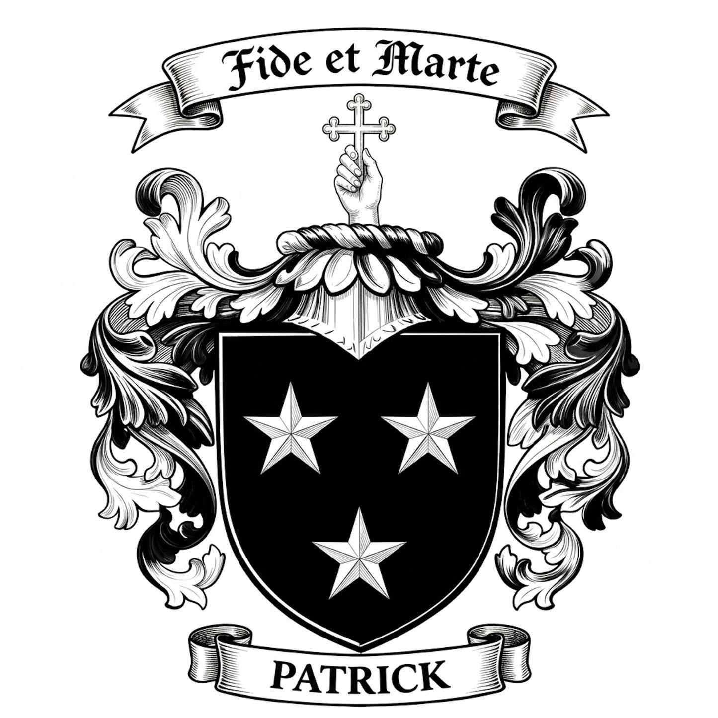 The Patrick Family Coat of Arms digital download: Includes Color PNG, B&W PNG, and SVG vector files