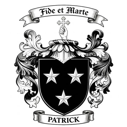 The Patrick Family Coat of Arms digital download: Includes Color PNG, B&W PNG, and SVG vector files