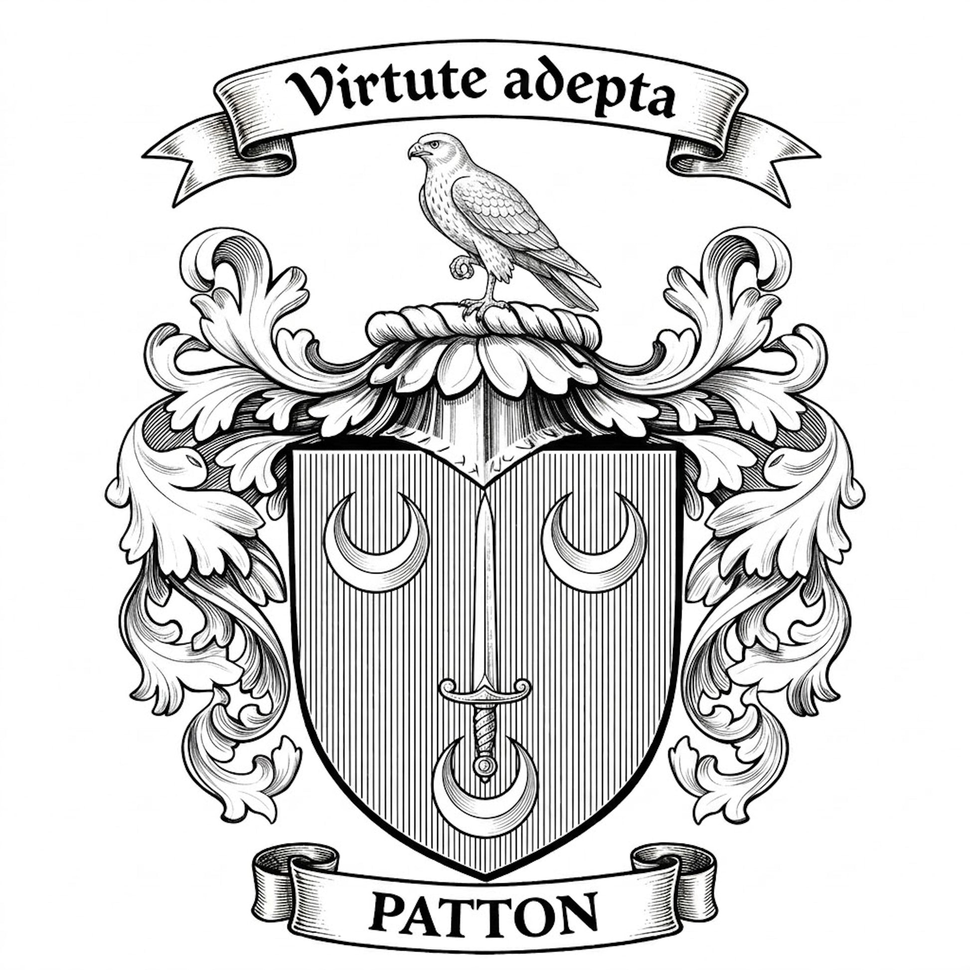 The Patton Family Coat of Arms digital download: Includes Color PNG, B&W PNG, and SVG vector files