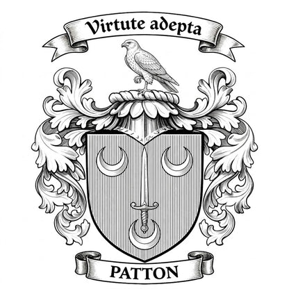 The Patton Family Coat of Arms digital download: Includes Color PNG, B&W PNG, and SVG vector files