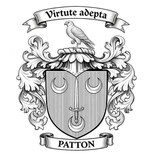 The Patton Family Coat of Arms digital download: Includes Color PNG, B&W PNG, and SVG vector files