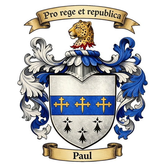 The Paul Family Coat of Arms digital download: Includes Color PNG, B&W PNG, and SVG vector files