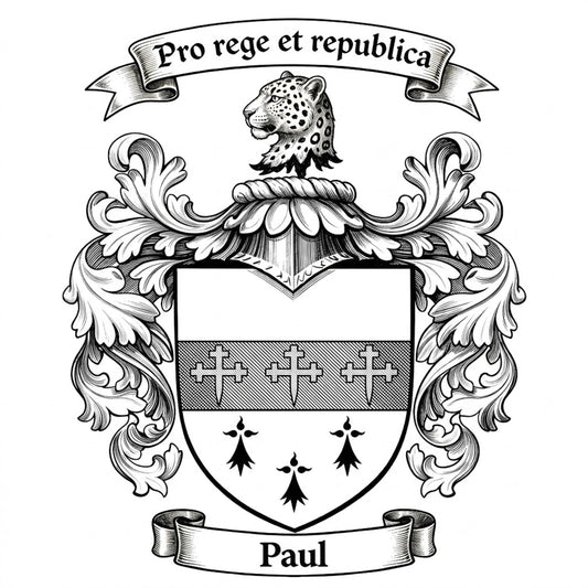 The Paul Family Coat of Arms digital download: Includes Color PNG, B&W PNG, and SVG vector files