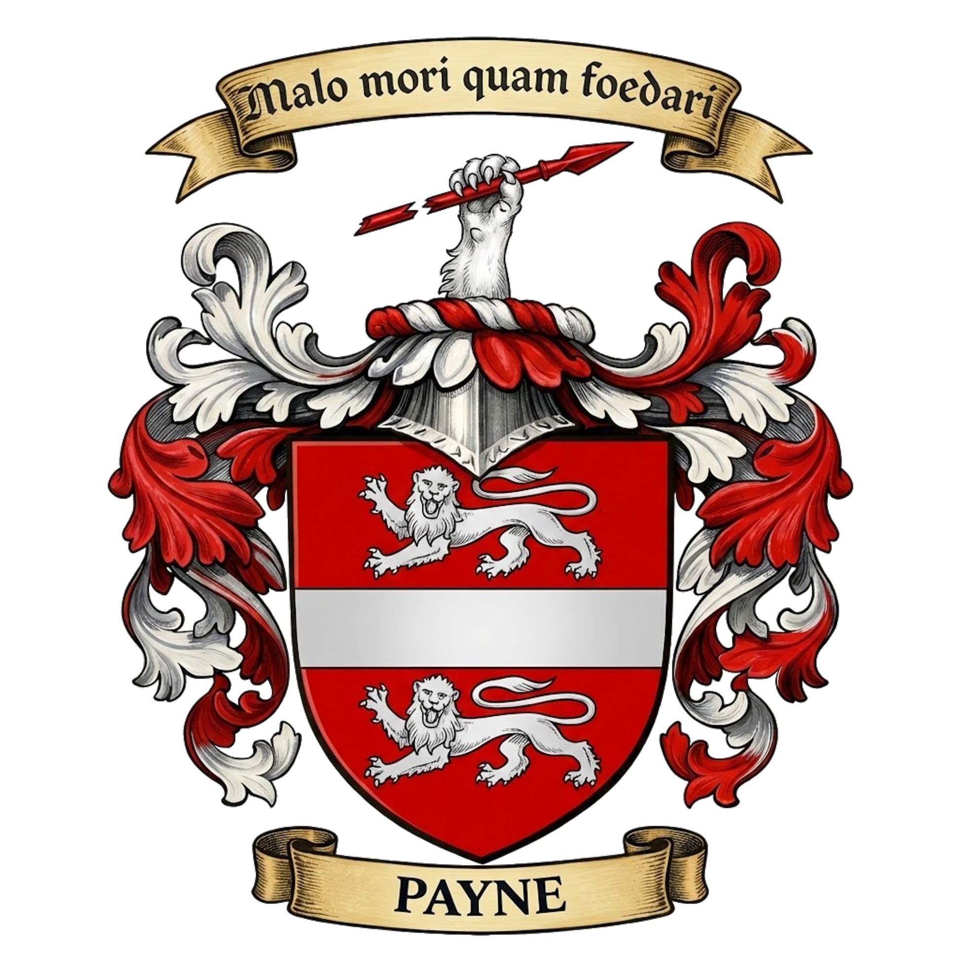 The Payne Family Coat of Arms digital download: Includes Color PNG, B&W PNG, and SVG vector files