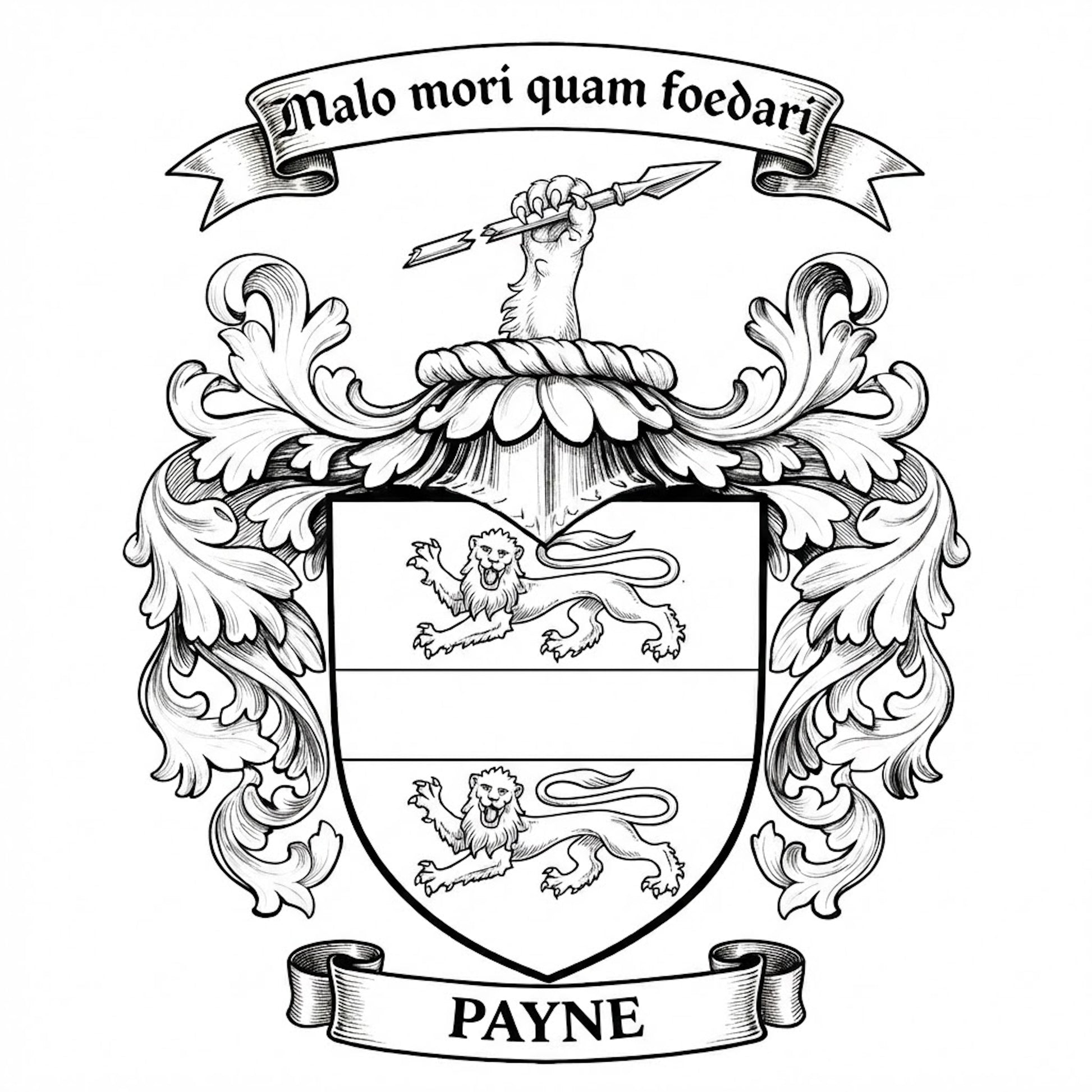 The Payne Family Coat of Arms digital download: Includes Color PNG, B&W PNG, and SVG vector files