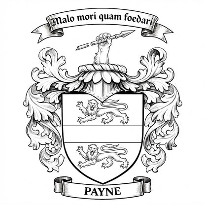 The Payne Family Coat of Arms digital download: Includes Color PNG, B&W PNG, and SVG vector files