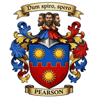 The Pearson Family Coat of Arms digital download: Includes Color PNG, B&W PNG, and SVG vector files