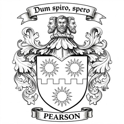 The Pearson Family Coat of Arms digital download: Includes Color PNG, B&W PNG, and SVG vector files
