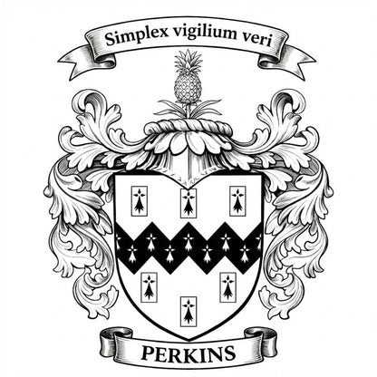 The Perkins Family Coat of Arms digital download: Includes Color PNG, B&W PNG, and SVG vector files