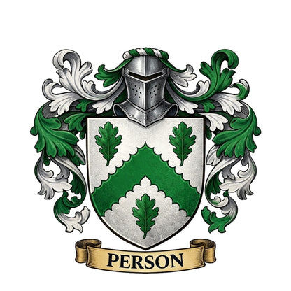 The Person Family Coat of Arms digital download: Includes Color PNG, B&W PNG, and SVG vector files