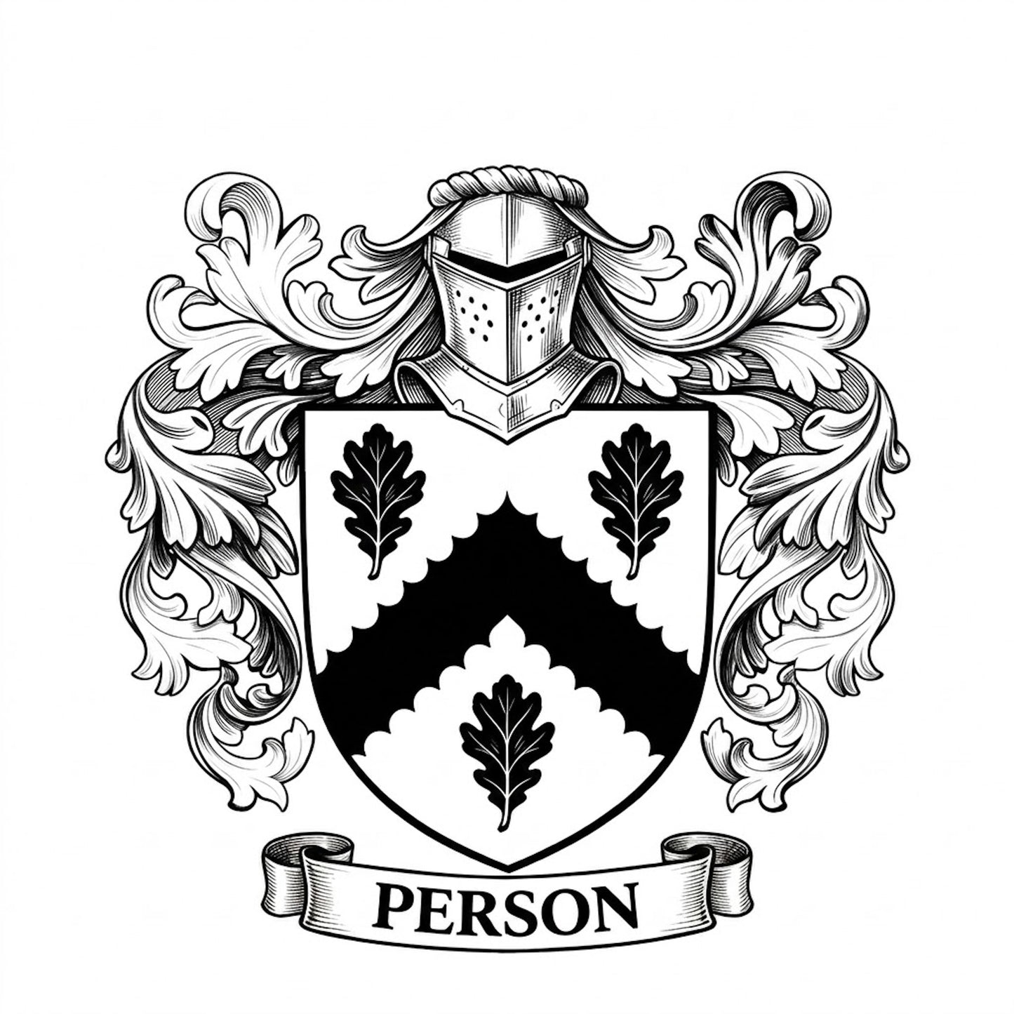 The Person Family Coat of Arms digital download: Includes Color PNG, B&W PNG, and SVG vector files