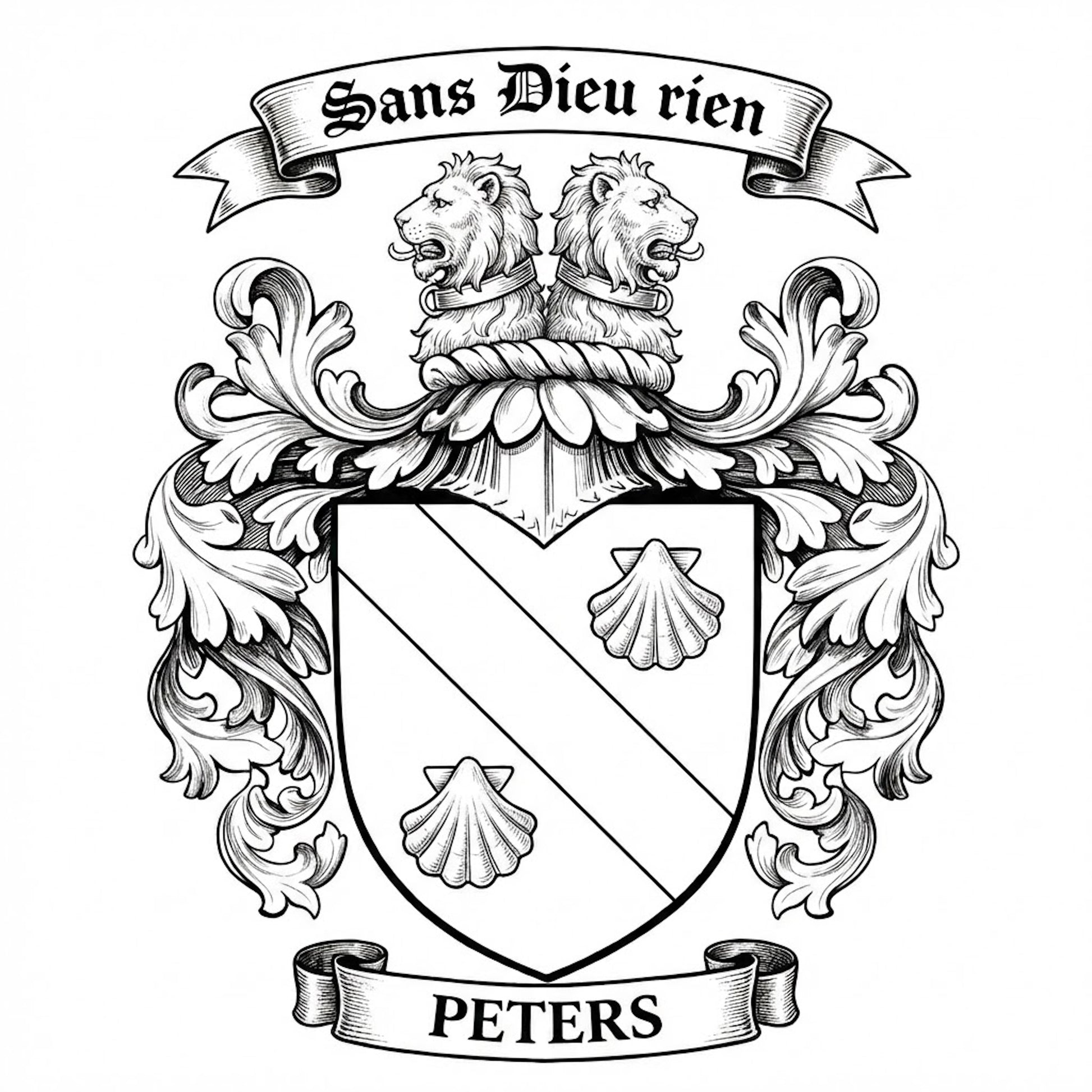 The Peters Family Coat of Arms digital download: Includes Color PNG, B&W PNG, and SVG vector files