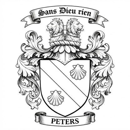 The Peters Family Coat of Arms digital download: Includes Color PNG, B&W PNG, and SVG vector files