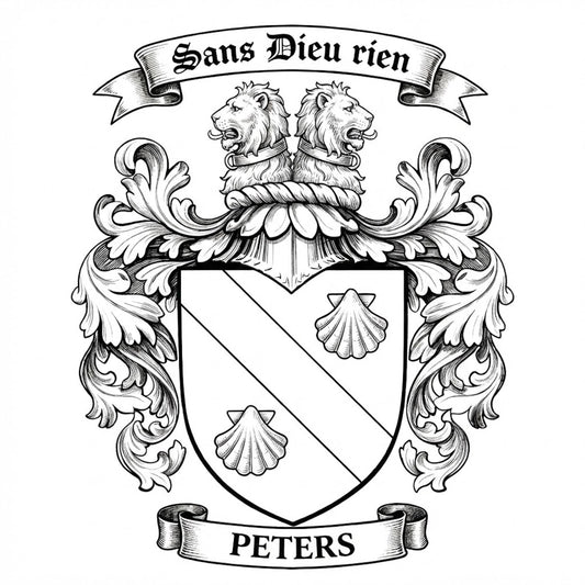 The Peters Family Coat of Arms digital download: Includes Color PNG, B&W PNG, and SVG vector files