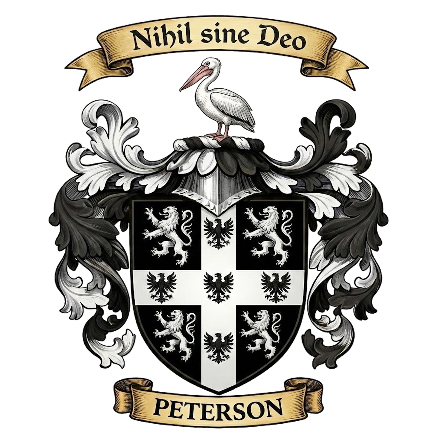 The Peterson Family Coat of Arms digital download: Includes Color PNG, B&W PNG, and SVG vector files