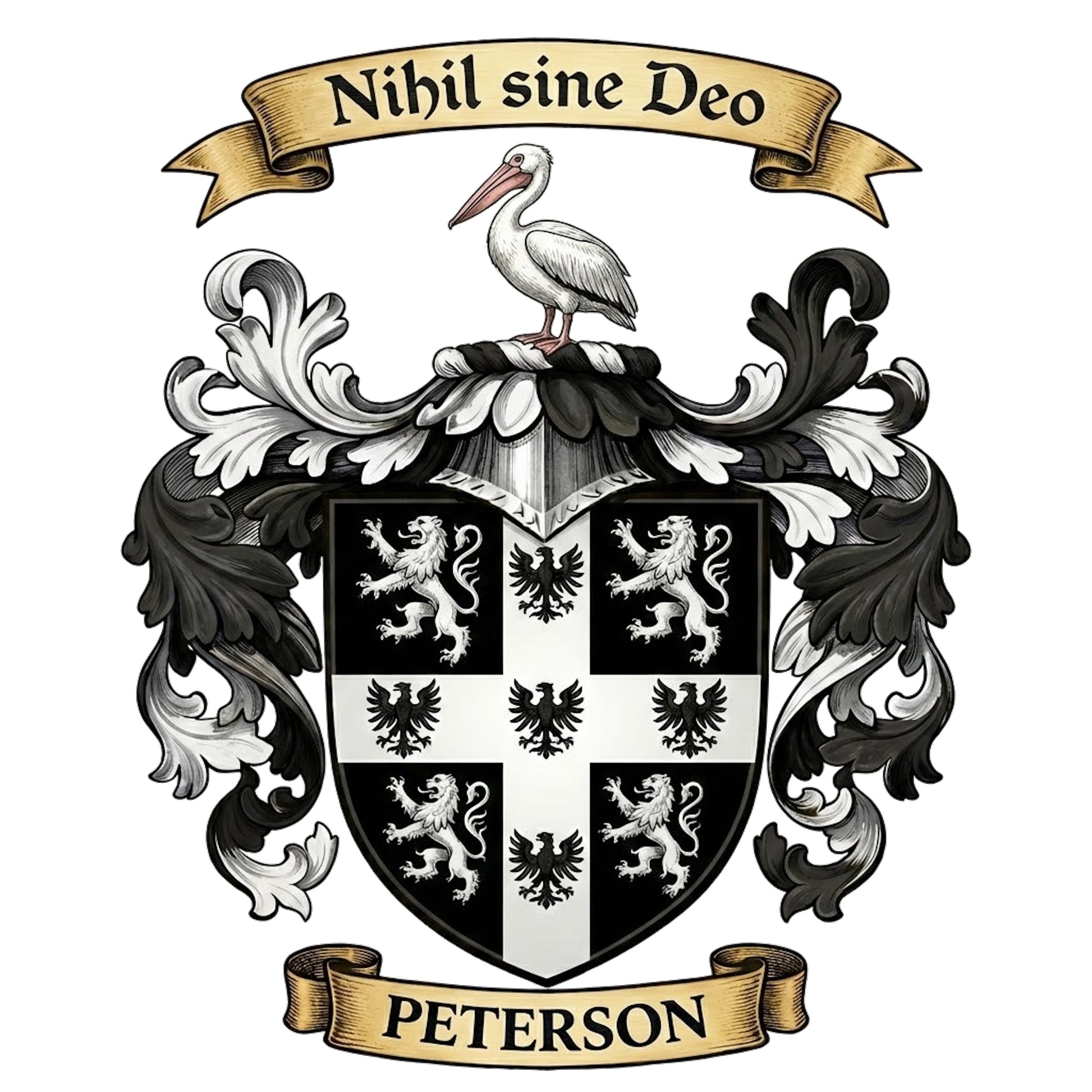 The Peterson Family Coat of Arms digital download: Includes Color PNG, B&W PNG, and SVG vector files