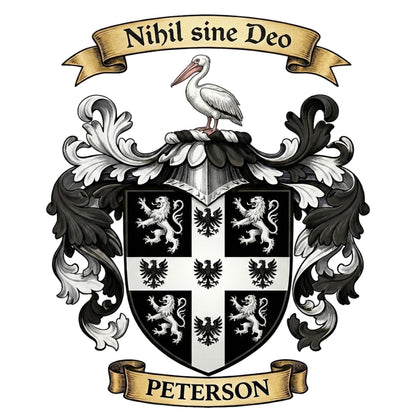 The Peterson Family Coat of Arms digital download: Includes Color PNG, B&W PNG, and SVG vector files