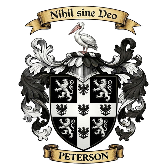 The Peterson Family Coat of Arms digital download: Includes Color PNG, B&W PNG, and SVG vector files