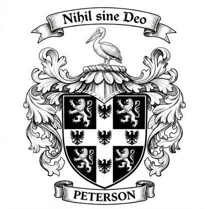 The Peterson Family Coat of Arms digital download: Includes Color PNG, B&W PNG, and SVG vector files