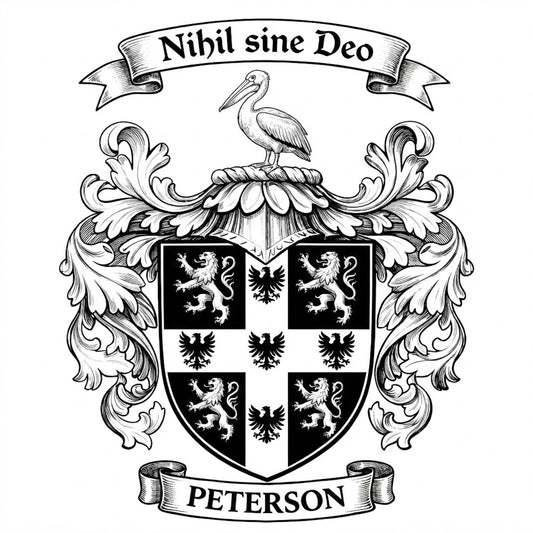 The Peterson Family Coat of Arms digital download: Includes Color PNG, B&W PNG, and SVG vector files