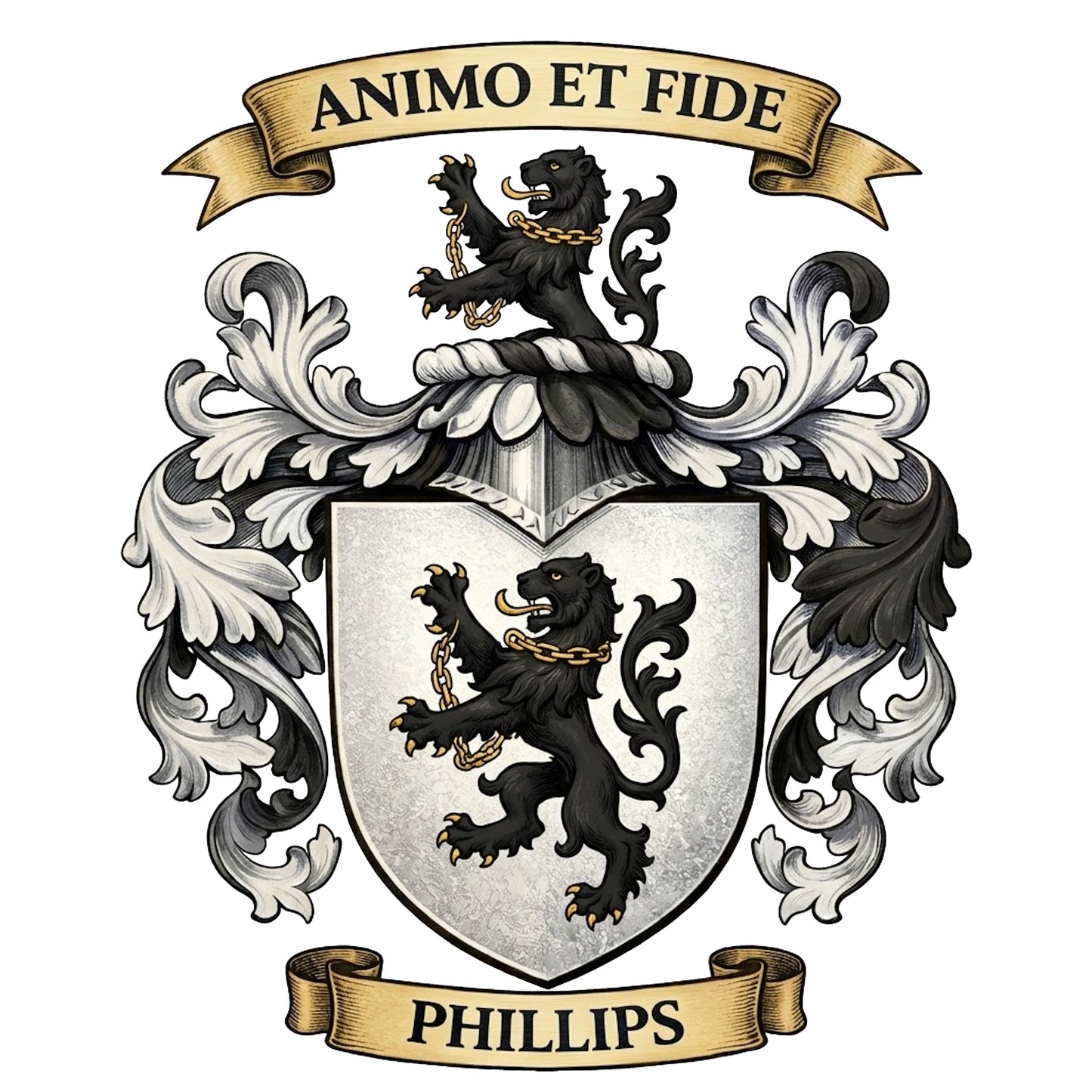 The Phillips Family Coat of Arms digital download: Includes Color PNG, B&W PNG, and SVG vector files