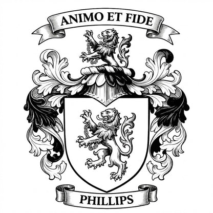The Phillips Family Coat of Arms digital download: Includes Color PNG, B&W PNG, and SVG vector files