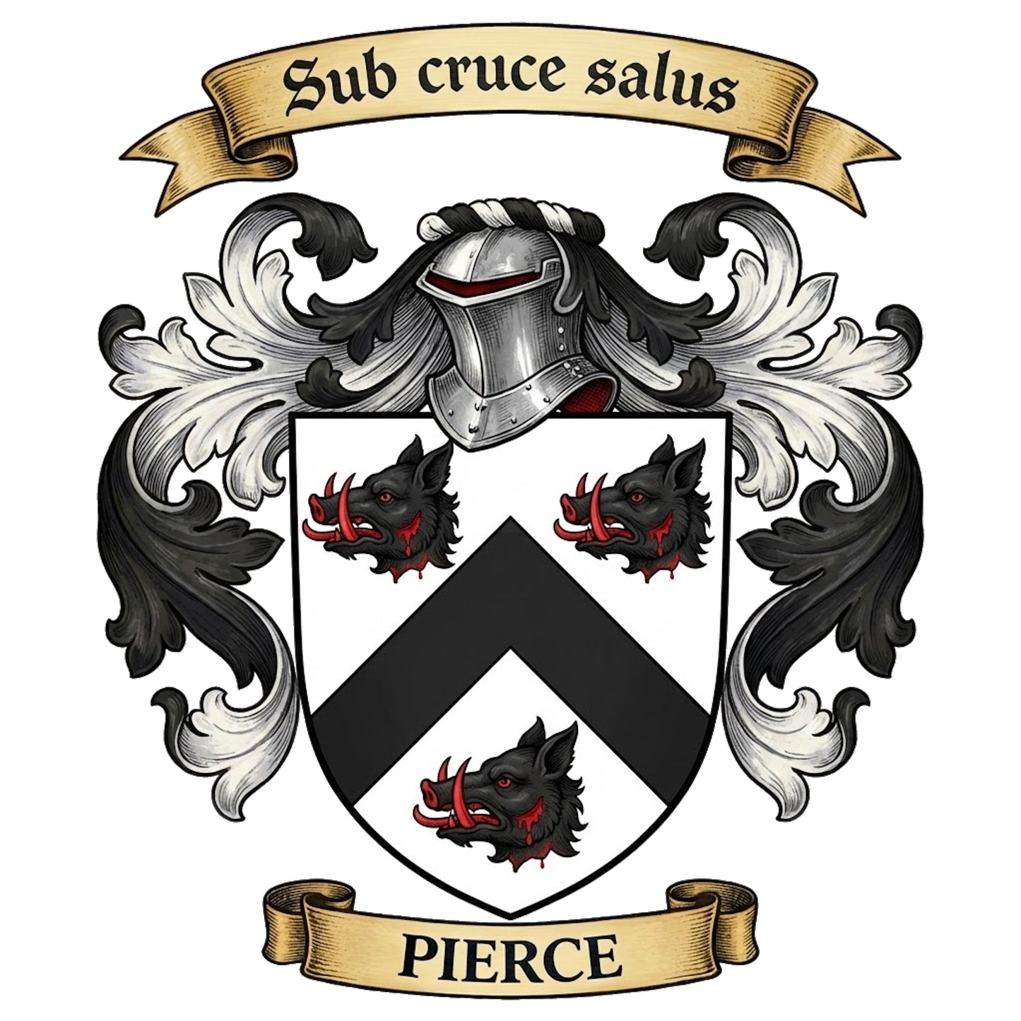 The Pierce Family Coat of Arms digital download: Includes Color PNG, B&W PNG, and SVG vector files