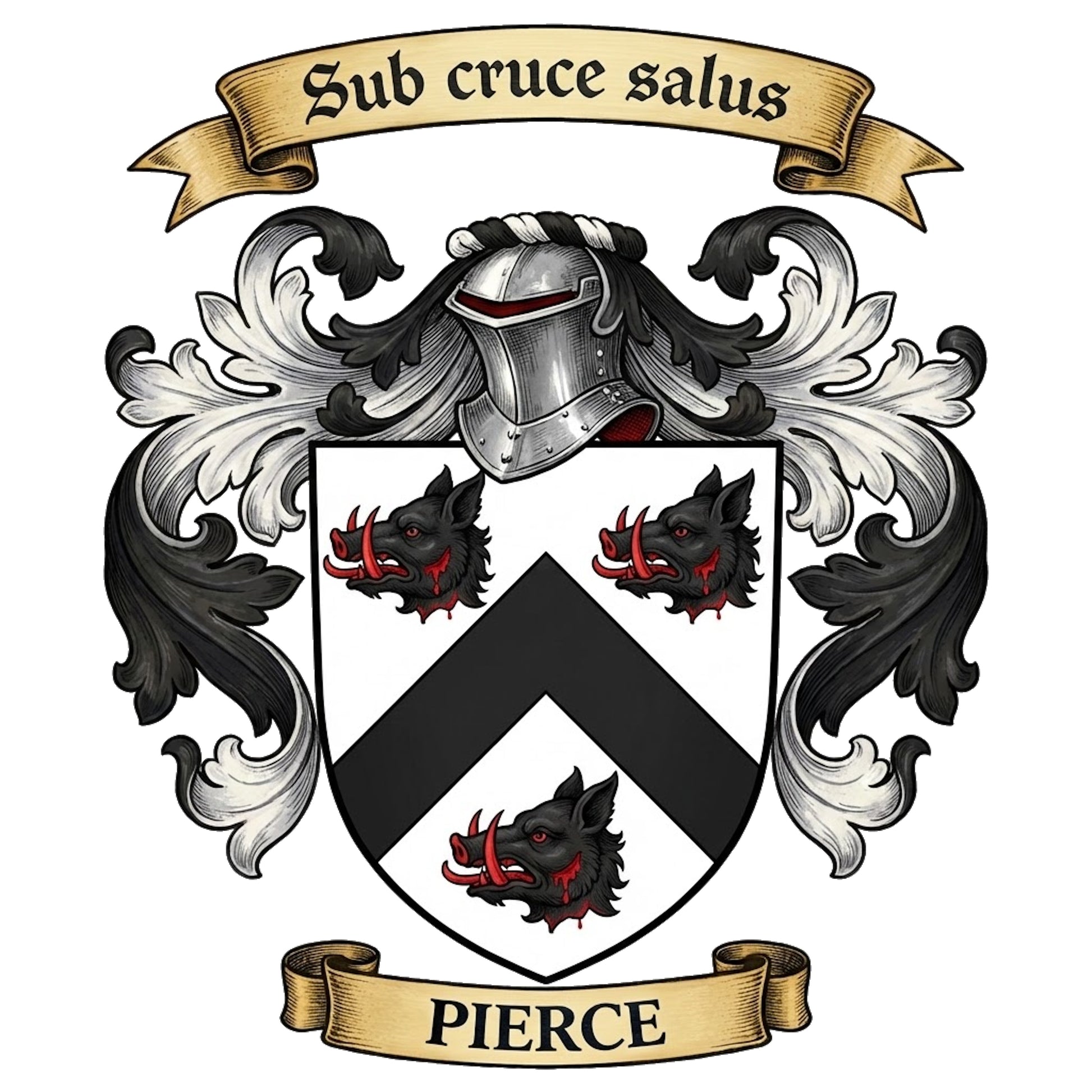The Pierce Family Coat of Arms digital download: Includes Color PNG, B&W PNG, and SVG vector files