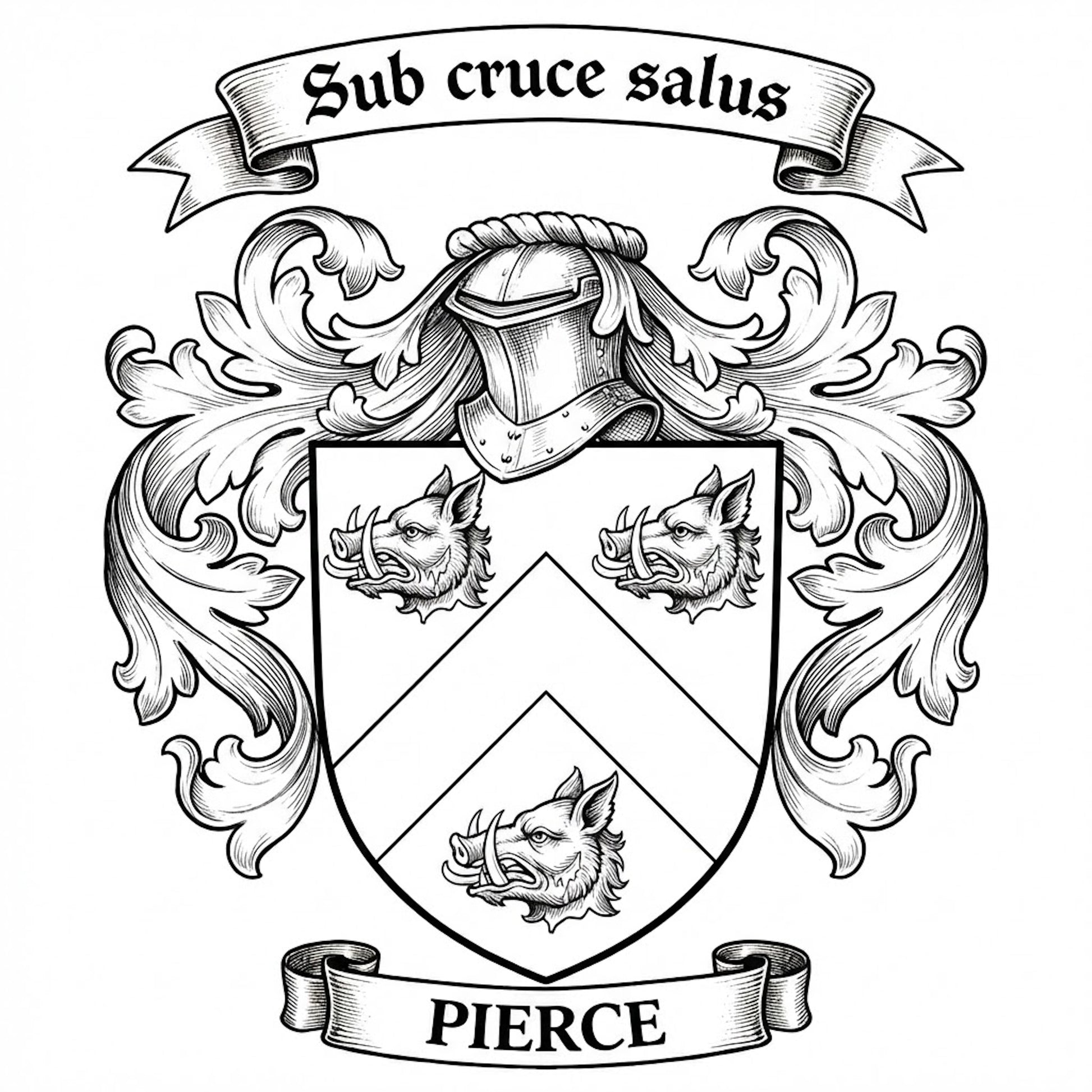 The Pierce Family Coat of Arms digital download: Includes Color PNG, B&W PNG, and SVG vector files
