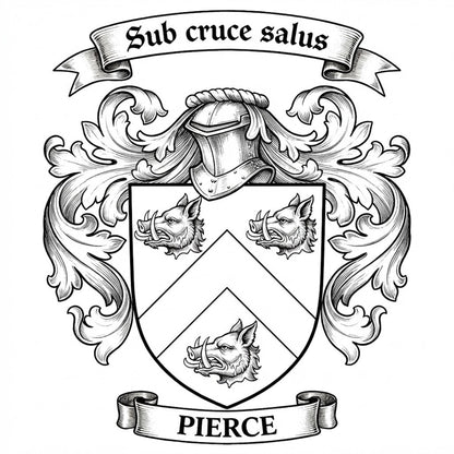 The Pierce Family Coat of Arms digital download: Includes Color PNG, B&W PNG, and SVG vector files