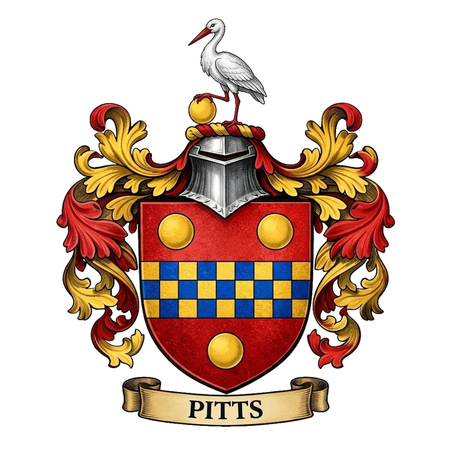The Pitts Family Coat of Arms digital download: Includes Color PNG, B&W PNG, and SVG vector files