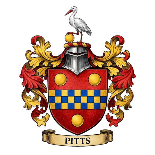 The Pitts Family Coat of Arms digital download: Includes Color PNG, B&W PNG, and SVG vector files
