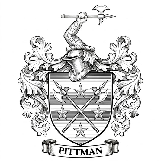 The Pittman Family Coat of Arms digital download: Includes Color PNG, B&W PNG, and SVG vector files