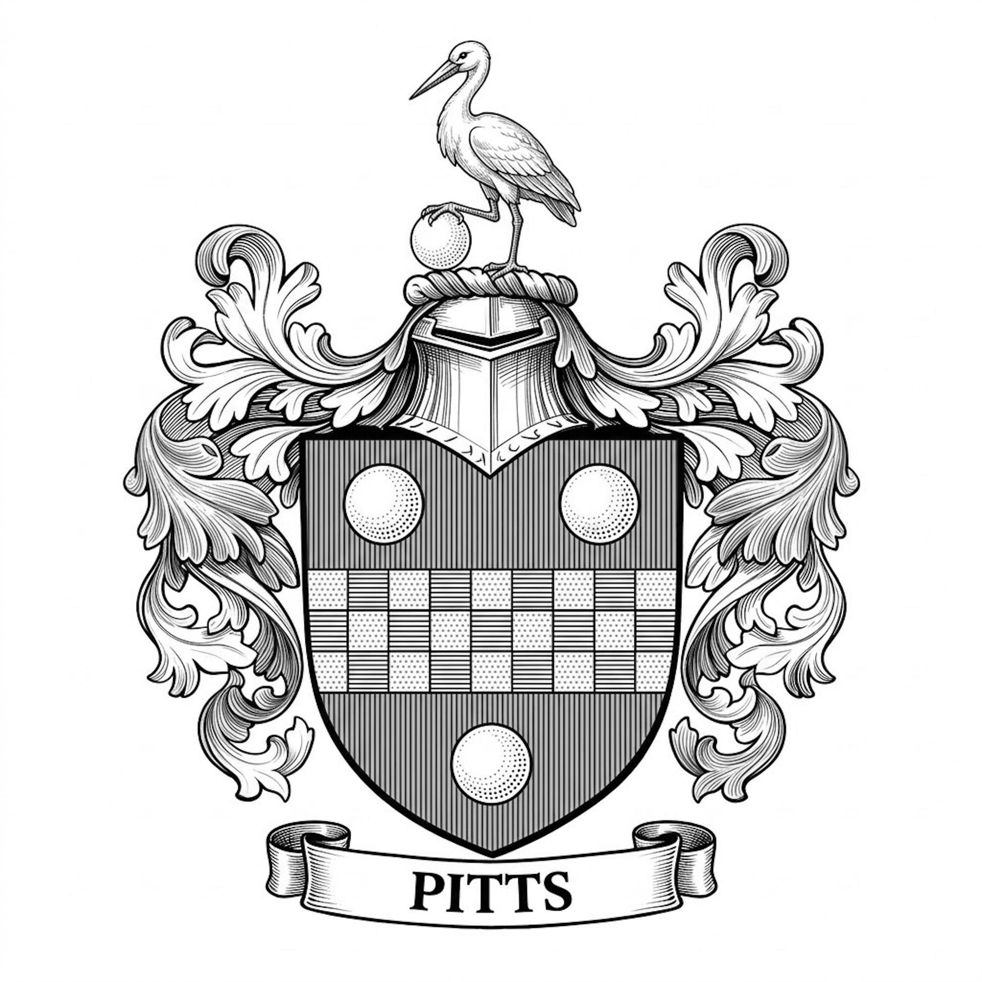 The Pitts Family Coat of Arms digital download: Includes Color PNG, B&W PNG, and SVG vector files