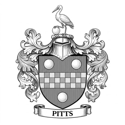 The Pitts Family Coat of Arms digital download: Includes Color PNG, B&W PNG, and SVG vector files