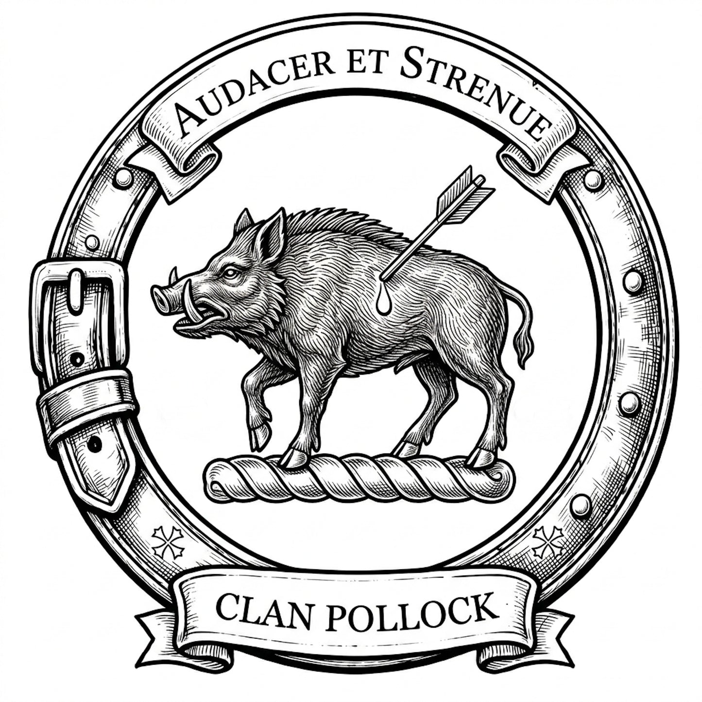 Clan Pollock Crest digital download: Includes Color PNG, B&W PNG, and SVG vector files