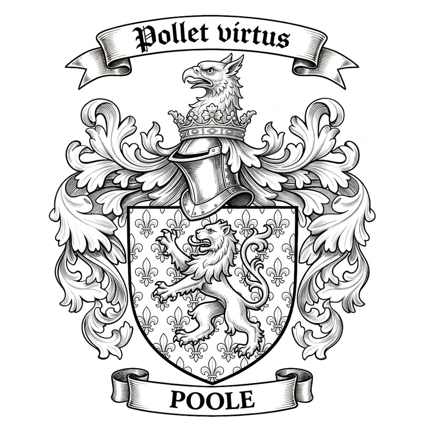 The Poole Family Coat of Arms digital download: Includes Color PNG, B&W PNG, and SVG vector files