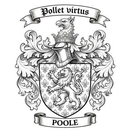 The Poole Family Coat of Arms digital download: Includes Color PNG, B&W PNG, and SVG vector files