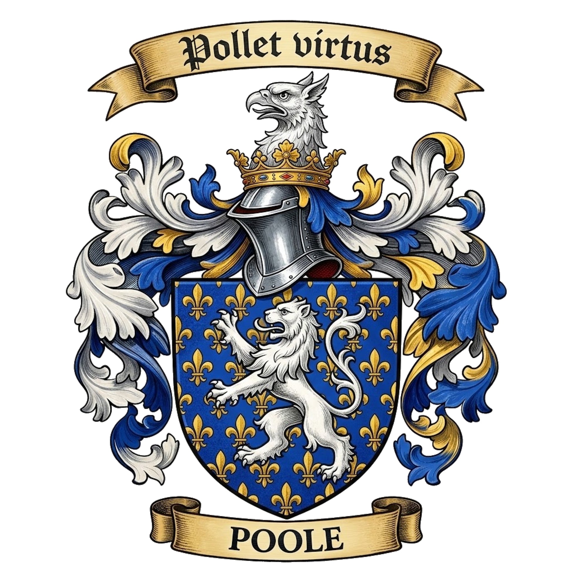 The Poole Family Coat of Arms digital download: Includes Color PNG, B&W PNG, and SVG vector files