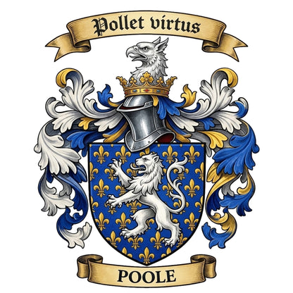 The Poole Family Coat of Arms digital download: Includes Color PNG, B&W PNG, and SVG vector files