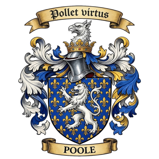 The Poole Family Coat of Arms digital download: Includes Color PNG, B&W PNG, and SVG vector files
