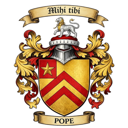 The Pope Family Coat of Arms digital download: Includes Color PNG, B&W PNG, and SVG vector files