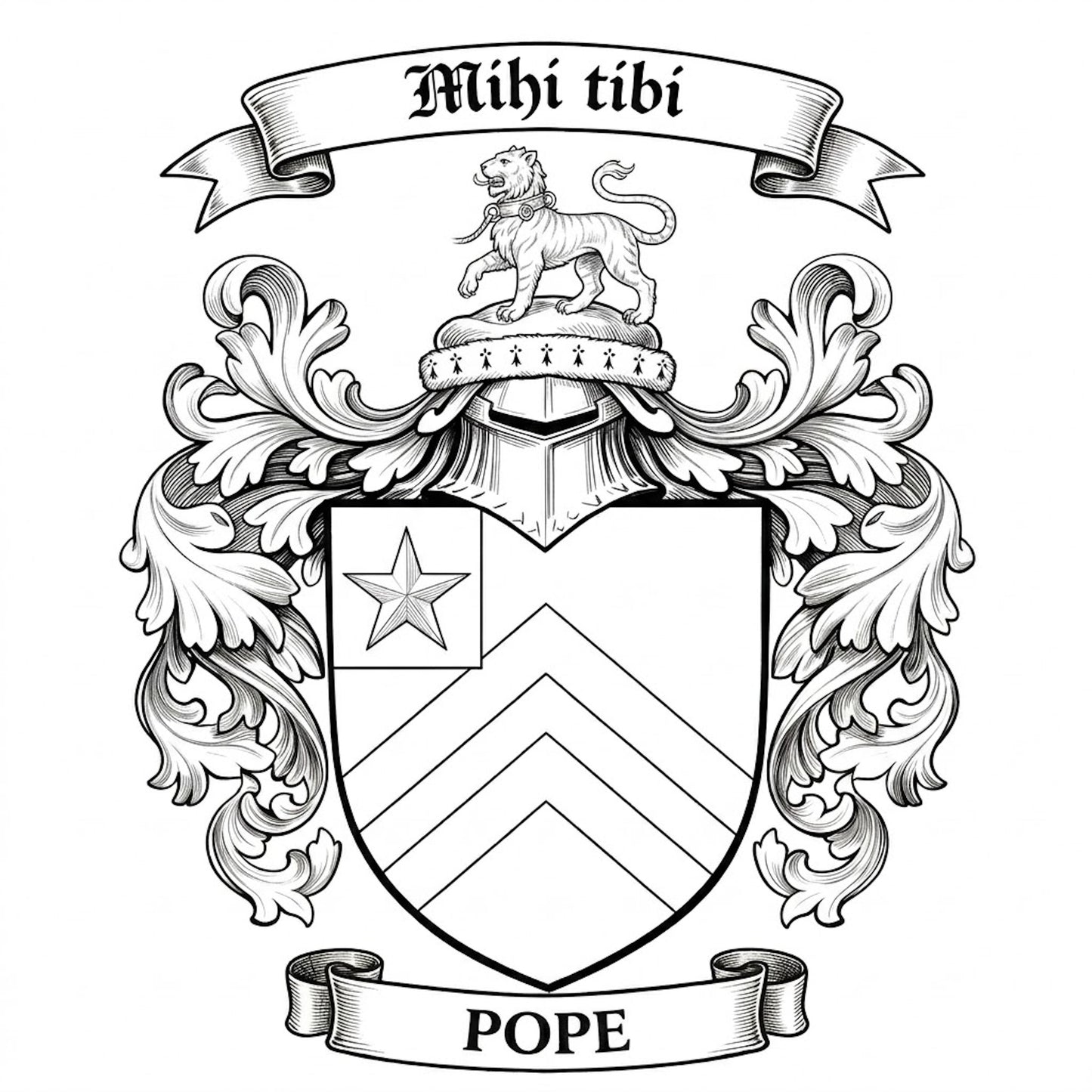 The Pope Family Coat of Arms digital download: Includes Color PNG, B&W PNG, and SVG vector files